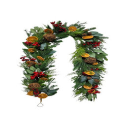 Shatchi 6Ft/1.8M Orange & Berry Christmas Garland - Autumn Mantel & Staircase Decoration - thumbnail 1