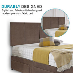 Dining Tables Chelsea Headboard Divan Set, 2 Drawer On Same Side With Sprung 1500 Comfort Mattress - Boucle Taupe - King - thumbnail 3