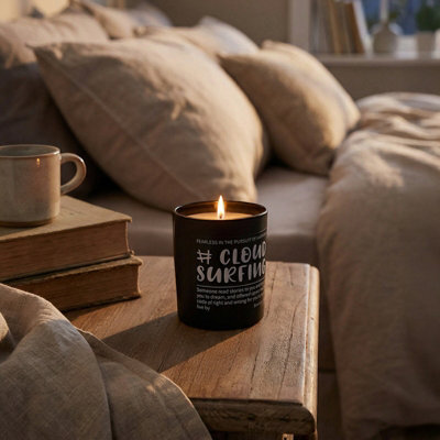 Darphe Black Glass Cup Soy Wax Scented Candle With Wooden Lid, American Coffee - image 1