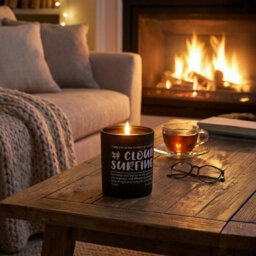 Darphe Black Glass Cup Soy Wax Scented Candle With Wooden Lid, American Coffee - thumbnail 2