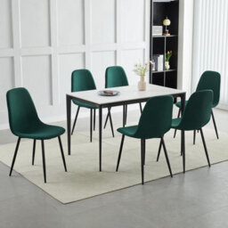 MCC Direct Set Of 6 Teddy Faux Fur Stitched Design Dining Chairs Green Bella By Mcc