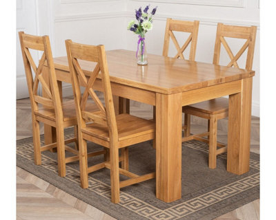 That's Furniture Dakota 152 X 87 Cm Chunky Medium Oak Dining Table And 4 Chairs Dining Set With Berkeley Chairs - image 1