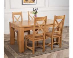 That's Furniture Dakota 152 X 87 Cm Chunky Medium Oak Dining Table And 4 Chairs Dining Set With Berkeley Chairs - thumbnail 3