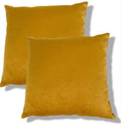 Beautiful Beanbags Set Of 2 Plush Velvet Scatter Cushions Complete With Cushion Pads Furniture Cushions With Inserts 2 Plush Velvet Cushions -Mustard