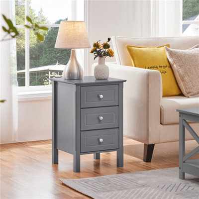 Yaheetech Dark Grey 3-Drawer Bedside Table Modern Style - image 1