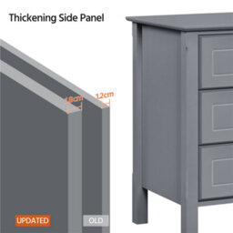 Yaheetech Dark Grey 3-Drawer Bedside Table Modern Style - thumbnail 6