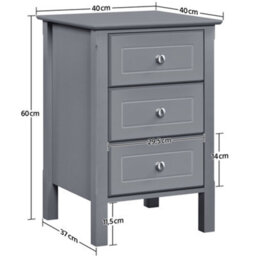 Yaheetech Dark Grey 3-Drawer Bedside Table Modern Style - thumbnail 4