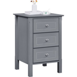 Yaheetech Dark Grey 3-Drawer Bedside Table Modern Style - thumbnail 2