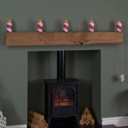 Samuel Alexander 15Cm Set Of 5 Battery Operated Light Up Christmas Candle Ornaments With 30 Cool White Leds - thumbnail 7