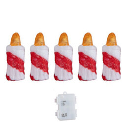 Samuel Alexander 15Cm Set Of 5 Battery Operated Light Up Christmas Candle Ornaments With 30 Cool White Leds - thumbnail 8