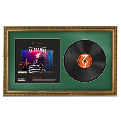 "30X17"" Gold Ornate Vinyl Record Frame With Emerald Mount For 12 Inch Lp Album Cover & Disc - Ak Frames" - image 1