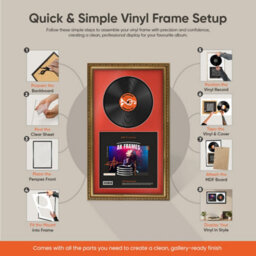 "30X17"" Gold Ornate Vinyl Record Frame With Emerald Mount For 12 Inch Lp Album Cover & Disc - Ak Frames" - thumbnail 7