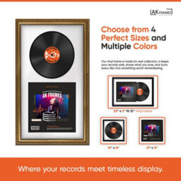 "30X17"" Gold Ornate Vinyl Record Frame With Emerald Mount For 12 Inch Lp Album Cover & Disc - Ak Frames" - thumbnail 4