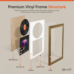 "30X17"" Gold Ornate Vinyl Record Frame With Emerald Mount For 12 Inch Lp Album Cover & Disc - Ak Frames" - thumbnail 6