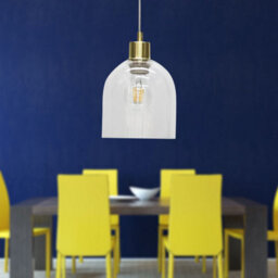 First Choice Lighting Set Of 2 Belten - Clear Glass Cloche With Satin Brass Pendant Fittings - thumbnail 4