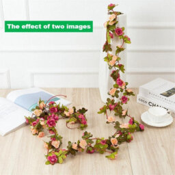 2.5M Artificial Rose & Ivy Leaf Garland Vine - Pink & Orange Floral Décor For Home & Wedding