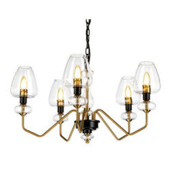 Elegant 5 Bulb Chandelier With Aged Brass Finish And Charcoal Black Paint For Modern Interiors