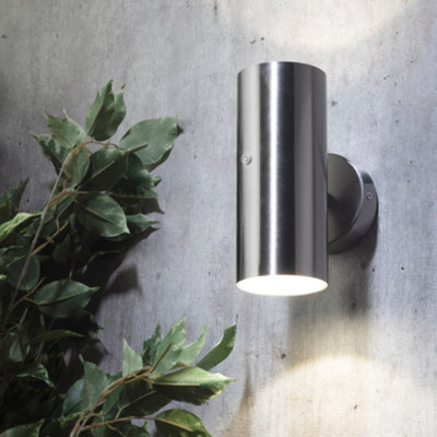 Litecraft Lem Steel 2 Lamp Outdoor Wall Light With Photocell Sensor - image 1