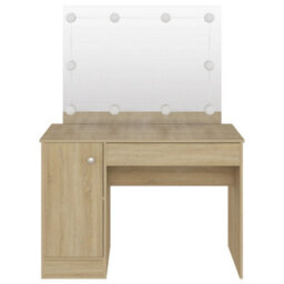Berkfield Makeup Table With Led Lights 110X55X145 Cm Mdf Oak - thumbnail 3