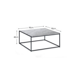Julian Bowen Staten Square Coffee Table - Concrete And Black - thumbnail 4
