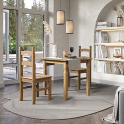 Core Products Corona Square Dining Table & 2 Chair Set - Antique Waxed Pine, H75.0Cm X W75.0Cm X L75.0Cm - thumbnail 2