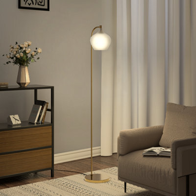 Living And Home Gold Brass Electroplated Base Floor Lamp Floor Light With Frosted Glass Lampshade 150Cm - image 1