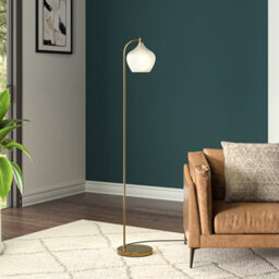 Living And Home Gold Brass Electroplated Base Floor Lamp Floor Light With Frosted Glass Lampshade 150Cm - thumbnail 2