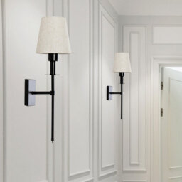 Valuelights Kincaid Set Of 2 - Rechargeable Easy Fit Wall Light With Fabric Shade - Black - thumbnail 3