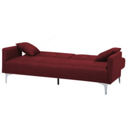 Beliani Sofa Bed 3 Seater Lucan Fabric Dark Red - thumbnail 6