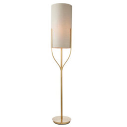 Anson Lighting Cortez Floor Light Finished In Satin Brass Plate And Natural Linen Mix Fabric - thumbnail 2