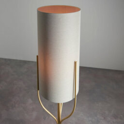 Anson Lighting Cortez Floor Light Finished In Satin Brass Plate And Natural Linen Mix Fabric - thumbnail 3