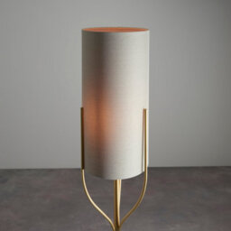 Anson Lighting Cortez Floor Light Finished In Satin Brass Plate And Natural Linen Mix Fabric - thumbnail 4