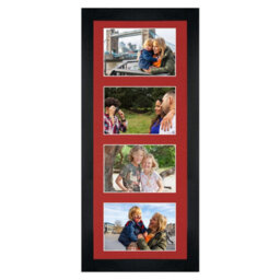 AK Frames 50X20Cm Black Modern Multi Photo Frame With Crimson Mount - Holds 4 Apertures (4X) 6X4 Photos - thumbnail 1
