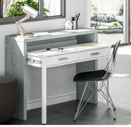 Amos Mann Furniture Tressa Extendable Console Desk In Grey And White - 0L4582A - thumbnail 3