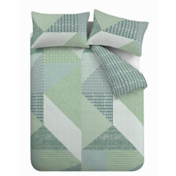 Catherine Lansfield Bedding Larsson Geo Duvet Cover Set With Pillowcases Green - thumbnail 5