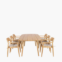 Pacific Lifestyle Salita Natural Teak Wood Outdoor 6 Seater Dining Set - thumbnail 4