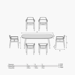Pacific Lifestyle Salita Natural Teak Wood Outdoor 6 Seater Dining Set - thumbnail 2