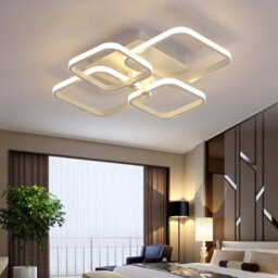 Living And Home 4 Light White Square Morden Led Low Energy Semi Flush Acrylic Ceiling Light Dimmable