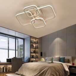 Living And Home 4 Light White Square Morden Led Low Energy Semi Flush Acrylic Ceiling Light Dimmable - thumbnail 2