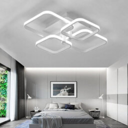 Living And Home 4 Light White Square Morden Led Low Energy Semi Flush Acrylic Ceiling Light Dimmable - thumbnail 3