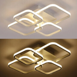 Living And Home 4 Light White Square Morden Led Low Energy Semi Flush Acrylic Ceiling Light Dimmable - thumbnail 4