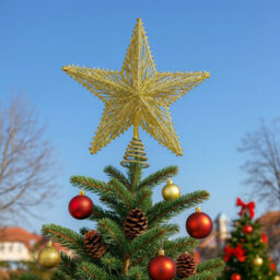 Gold Glitter & Wire Led Light-Up Star Christmas Tree Topper - thumbnail 3