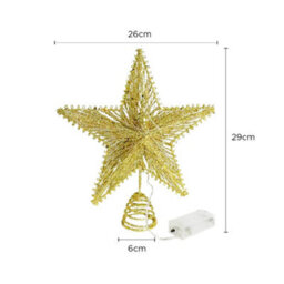 Gold Glitter & Wire Led Light-Up Star Christmas Tree Topper - thumbnail 4