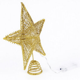 Gold Glitter & Wire Led Light-Up Star Christmas Tree Topper - thumbnail 5