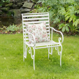 Melody Maison Ornate Metal Distressed White Garden Chair - 55Cm X 92Cm - thumbnail 2