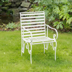 Melody Maison Ornate Metal Distressed White Garden Chair - 55Cm X 92Cm - thumbnail 7