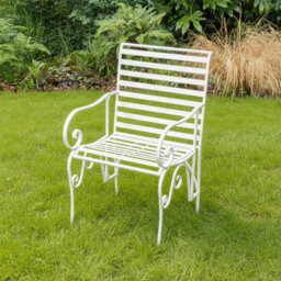 Melody Maison Ornate Metal Distressed White Garden Chair - 55Cm X 92Cm - thumbnail 6