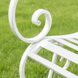 Melody Maison Ornate Metal Distressed White Garden Chair - 55Cm X 92Cm - thumbnail 5