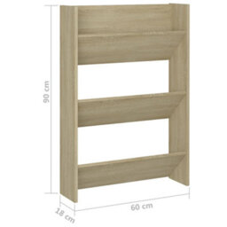 Berkfield Modern Wall Shoe Cabinet Sonoma Oak 60X18X90 Cm Engineered Wood - thumbnail 6