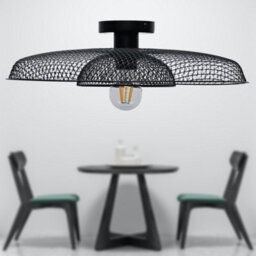 First Choice Lighting Set Of 2 Cassidy - Black E27 Flush Mount Ceiling Lights For Shades - thumbnail 5
